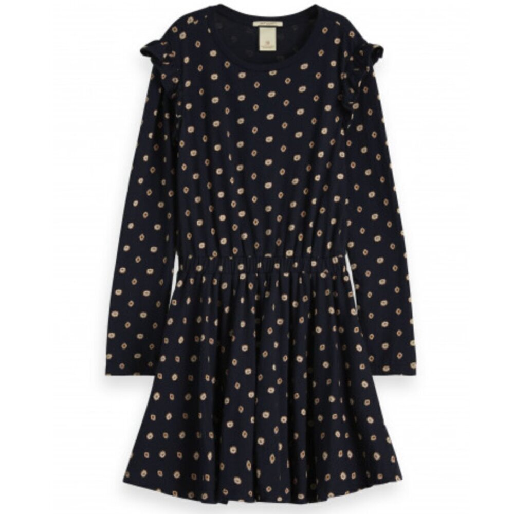 Scotch & Soda Girl's Blue Floral Dress Casual Jersey Cotton Size 4 Pullover